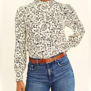 Loft Irish cream color Floral Tie Back Blouse. XL. New without tags. Never worn.